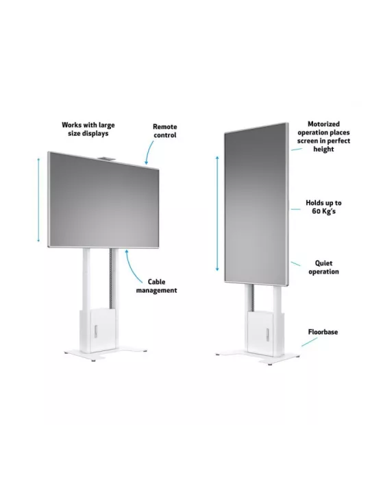 MULTIBRACKETS 8595 Support sol motorisé  FoorBase 120kg Blanc pour écran 42" - 100" charge supportée 120kg Vesa Max 800x400