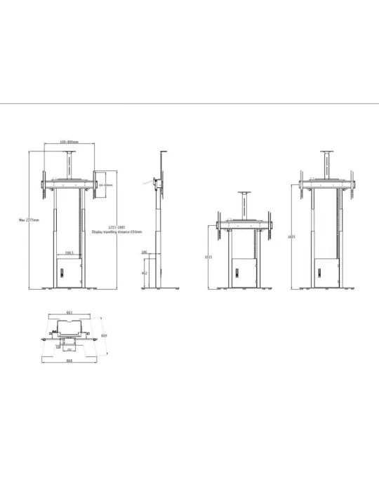 MULTIBRACKETS 8595 Support sol motorisé  FoorBase 120kg Blanc pour écran 42" - 100" charge supportée 120kg Vesa Max 800x400