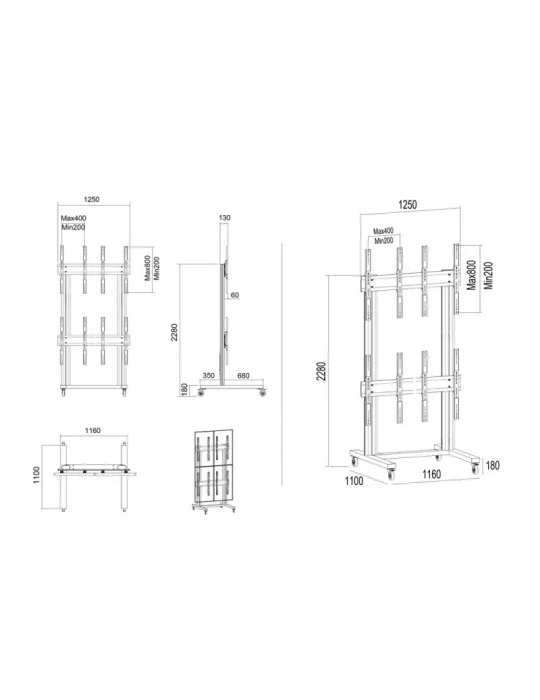 MULTIBRACKETS 1817 Soporta modo móvil retrato Multibrackets Public Video Wall Stand - 4 pantallas 40 -55  VESA Max 800x400 MUL