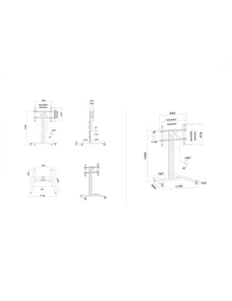MULTIBRACKETS 6269 Kippbarer mobiler Ständer Multibrackets Public Display Stand 145 HD Single Black - 40 -80 -Bildschirm VESA