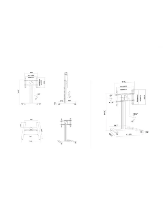 MULTIBRACKETS 6269 Support mobile inclinable Multibrackets Public Display Stand 145 HD Single Black - écran 40"-80" VESA Max 80
