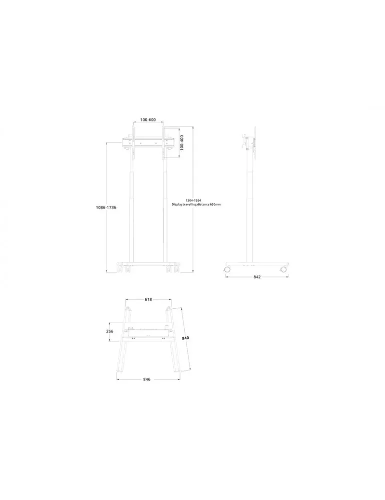 MULTIBRACKETS 6768 Motorisierte mobile Halterung Weiß FloorStand für Bildschirme von 37  - 90  Tragfähigkeit 60kg Vesa Max 600