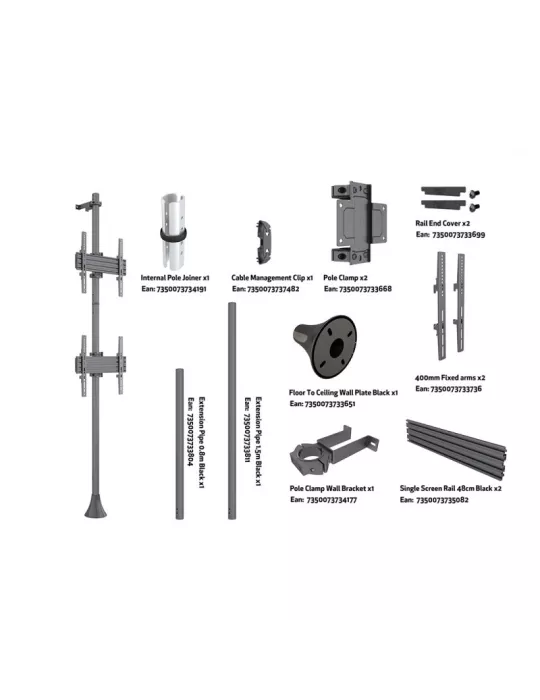 MULTIBRACKETS 4158 Support sol mur Multibrackets Floor to Wall Mount Pro MBFW2U - 2 screens 40 -65  VESA Max 400x400 MULTIBRAC