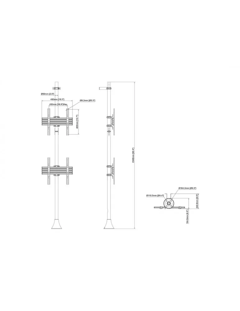 MULTIBRACKETS 4158 Support sol mur Multibrackets Floor to Wall Mount Pro MBFW2U - 2 screens 40 -65  VESA Max 400x400 MULTIBRAC