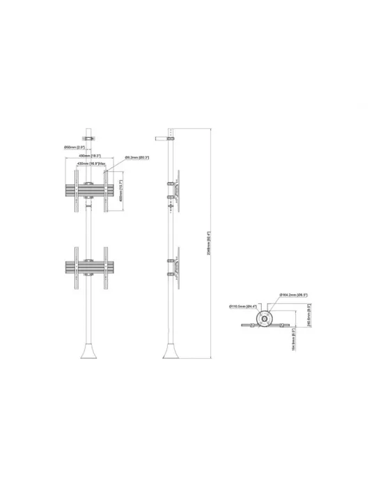 MULTIBRACKETS 4158 Support sol mur Multibrackets Floor to Wall Mount Pro MBFW2U - 2 écrans 40"-65" VESA Max 400x400
