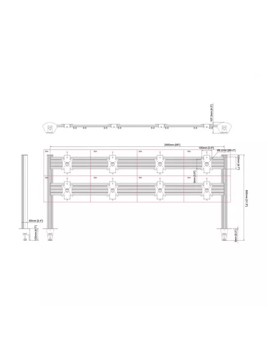 MULTIBRACKETS 5964 Support de table Multibrackets Deskmount Colonne Pro 4x2 MBDM4x2U - 8 écrans 32" VESA Max 100x100