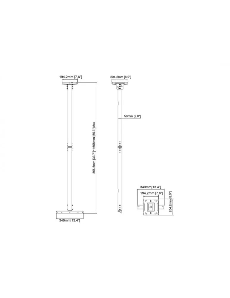 MULTIBRACKETS 1560 Ceiling support for Multibrackets 1500mm Pipe Connecting Plate Small White MULTIBRACKETS MUL1560 | MusicGoo