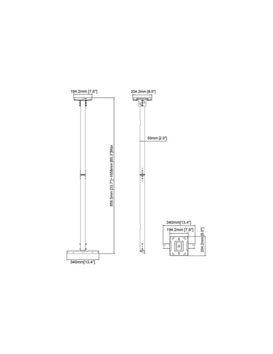 MULTIBRACKETS 1560 Ceiling support for Multibrackets 1500mm Pipe Connecting Plate Small White MULTIBRACKETS MUL1560 | MusicGoo
