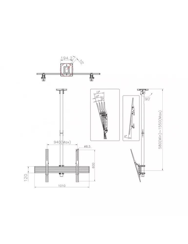 MULTIBRACKETS 5778 Support plafond Multibrackets MBC1UHD Ceiling Mount Pro - écran 40"-75" VESA Max 900x600