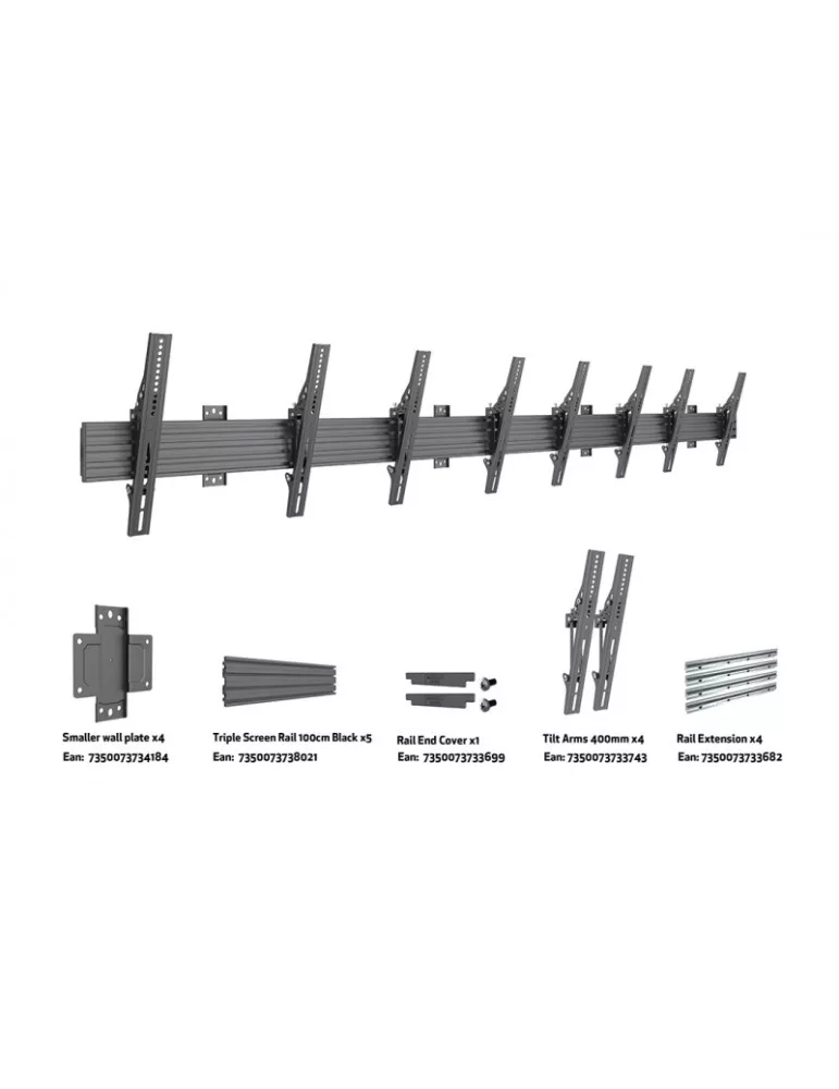 MULTIBRACKETS 5995 Support mural inclinable Multibrackets Wallmount Pro MBW4U - 4 écrans 40"-65" VESA Max 400x400