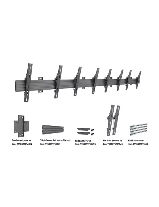MULTIBRACKETS 5995 Support mural inclinable Multibrackets Wallmount Pro MBW4U - 4 écrans 40"-65" VESA Max 400x400