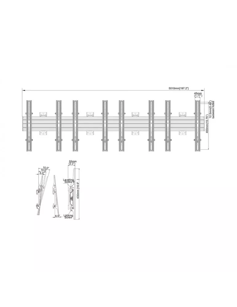 MULTIBRACKETS 5995 Neigbare Wandhalterung Multibrackets Wallmount Pro MBW4U - 4 Bildschirme 40 -65  VESA Max 400x400 MULTIBRAC