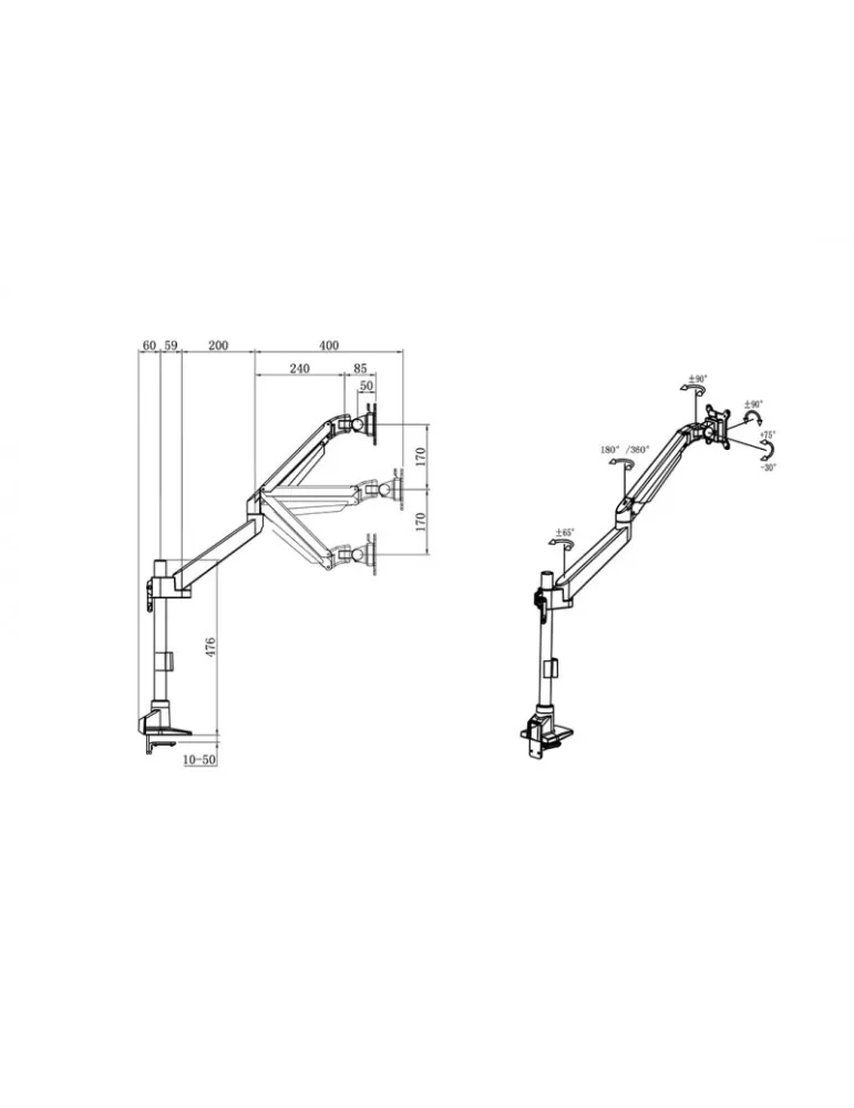 MULTIBRACKETS 4264 Table support Multibrackets VESA Gas Lift Arm Basic Pole - 15 -34  screen VESA Max 100x100 MULTIBRACKETS MU