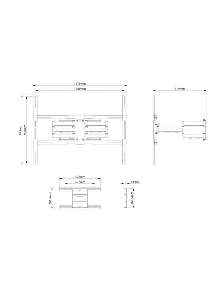 MULTIBRACKETS 3564 Support mural Articulé Multibrackets Flexarm Pro 125kg Super Duty Plus 1200x900 pour ecran 55"- 110"