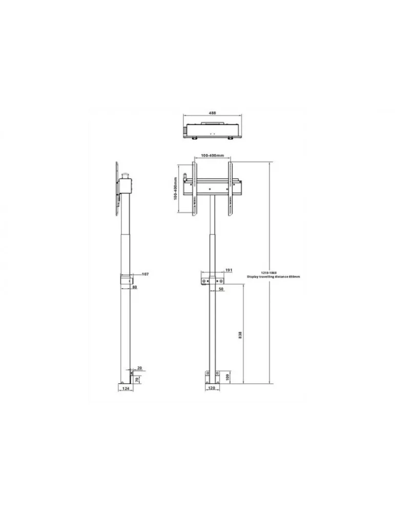 MULTIBRACKETS 8052 Motorisierte Boden-Wand-Halterung für 32  - 60  Bildschirme Tragfähigkeit 60kg Vesa Max 400x400 MULTIBRACKE