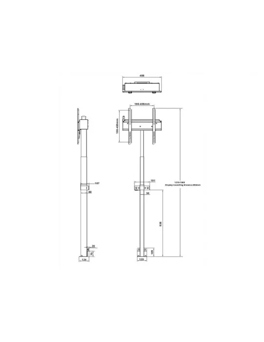 MULTIBRACKETS 8052 Motorized floor-wall mount for 32  - 60  screens load capacity 60kg Vesa Max 400x400 MULTIBRACKETS MUL8052