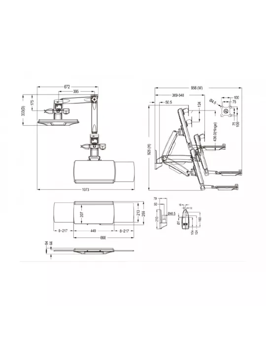 MULTIBRACKETS 4351 Brazo para estación de trabajo Multibrackets Soporte de pared sencillo - pantalla de 15 - 27  VESA Máx. 100