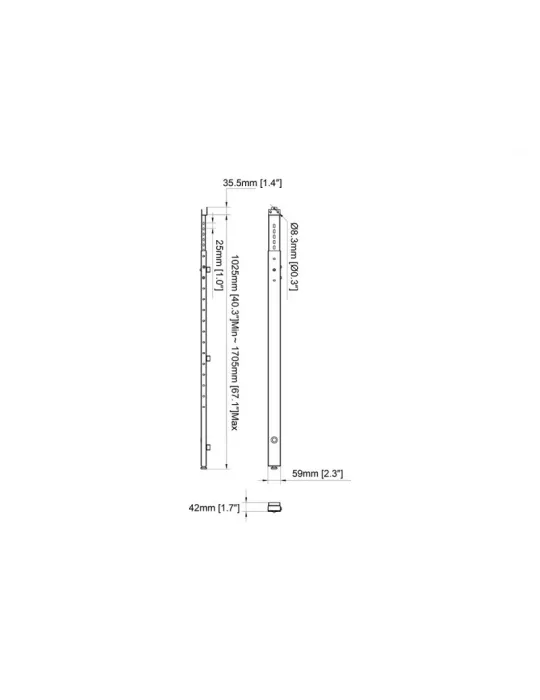 MULTIBRACKETS 3540 Pieds de sol pour support Multibrackets Floorsupport 1025-1075mm Noir