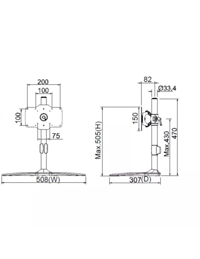 MULTIBRACKETS 7396 Support de table rotatif Multibrackets VESA Desktopmount Single Stand - écran de 24" - 32" VESA Max 200x100