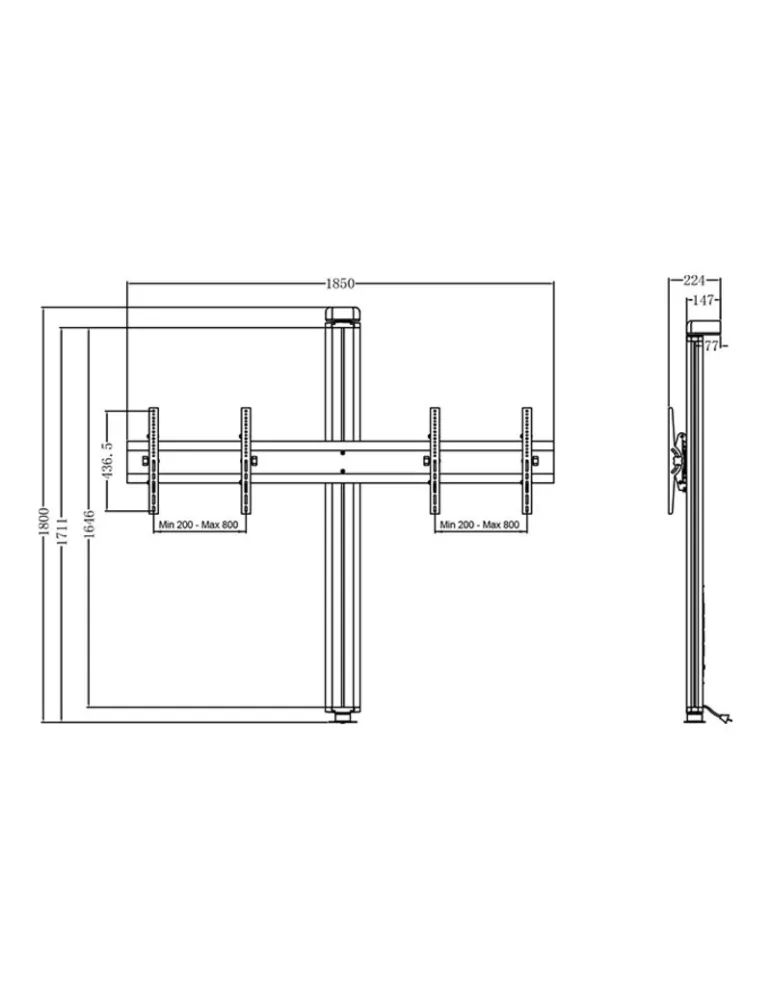 MULTIBRACKETS 2111 Support mural inclinable Multibrackets Public Display Wall 180 Dual Silver - 2 écrans 40"-55" VESA Max 800x4