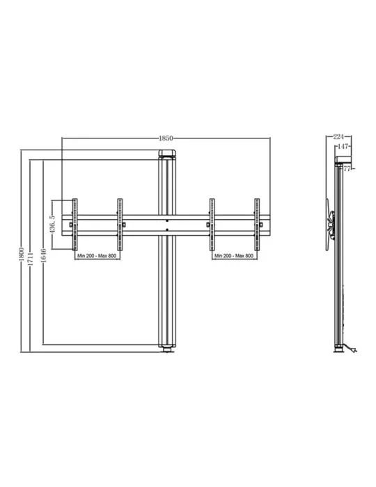 MULTIBRACKETS 2111 Support mural inclinable Multibrackets Public Display Wall 180 Dual Silver - 2 écrans 40"-55" VESA Max 800x4