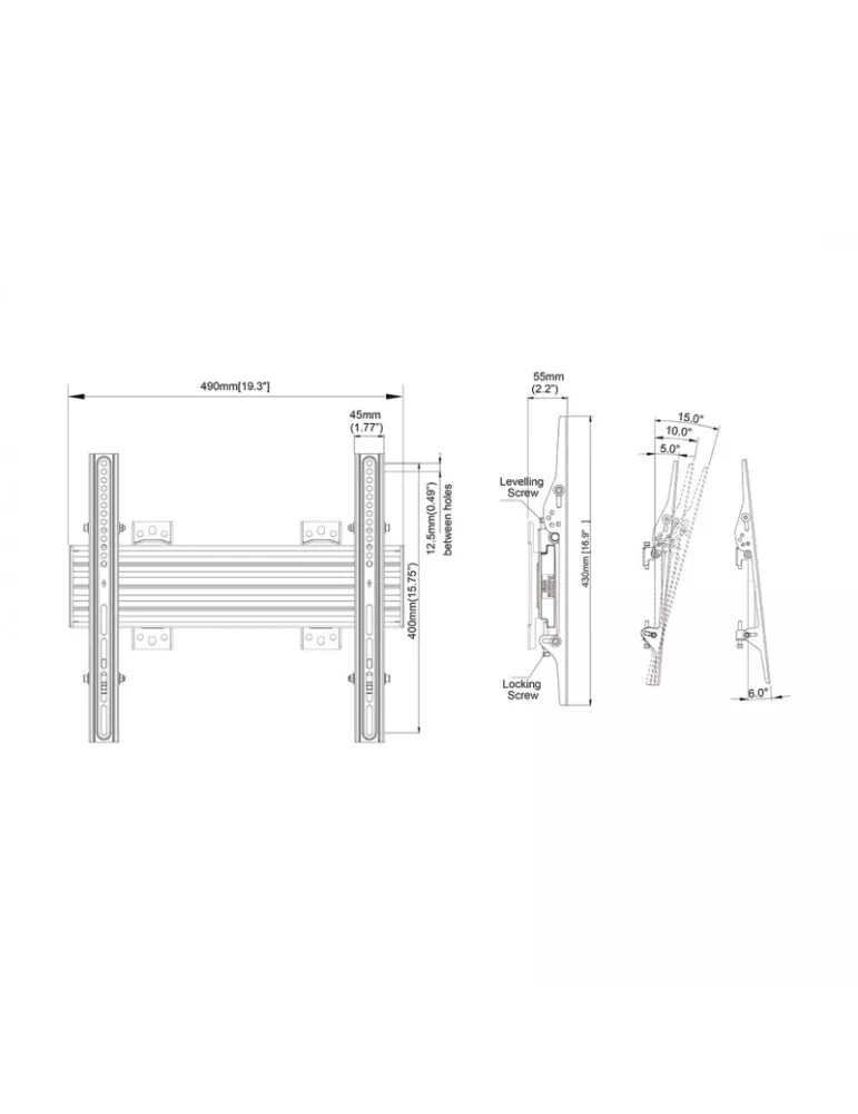 MULTIBRACKETS 4073 Support mural inclinable Multibrackets Wallmount Pro MBW1U 400 Tilt Black - écran 40"-65" VESA Max 400x400