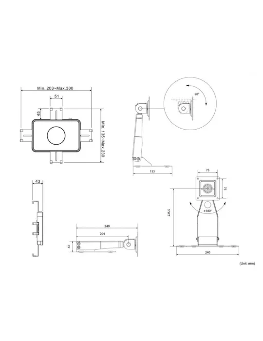 MULTIBRACKETS 2536 Support de table rotatif Multibrackets Tablestand with Lockable Tablet Mount for 7  - 13  tablets VESA Max