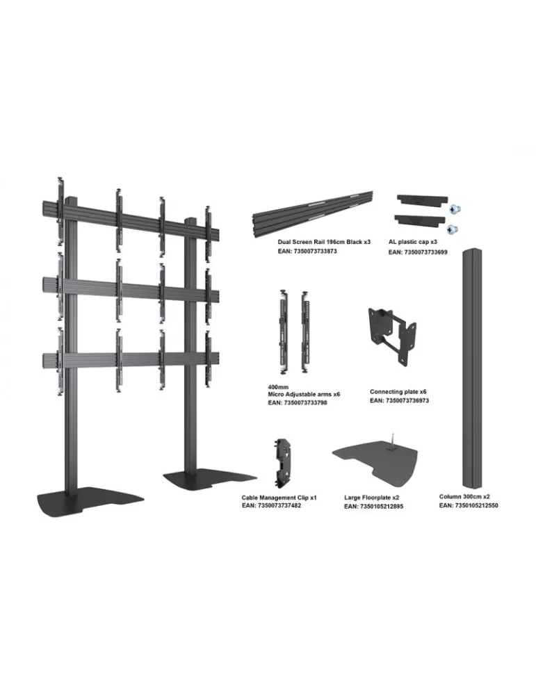MULTIBRACKETS 3502 Bodenständer Multibrackets MBF2x3U M-Serie Pro - 6 Bildschirme 32  - 65  VESA Max 400x400 MULTIBRACKETS MUL