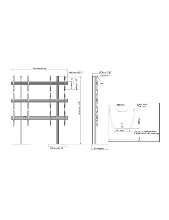MULTIBRACKETS 3502 Multibrackets Floor Stand MBF2x3U M Pro Series - 6 screens 32  - 65  VESA Max 400x400 MULTIBRACKETS MUL3502
