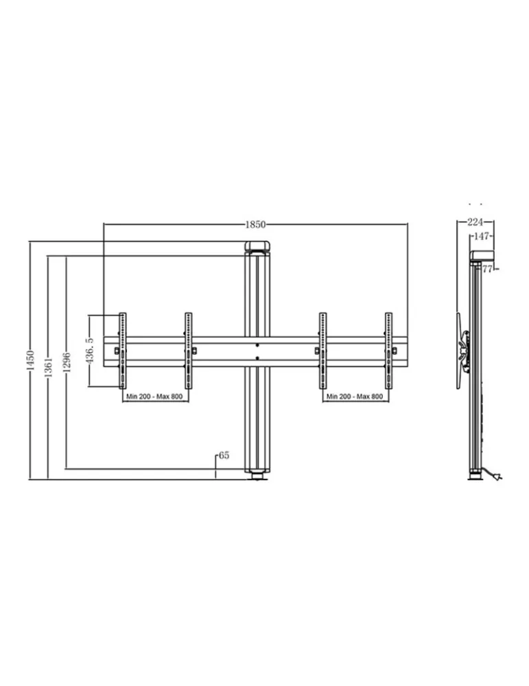 MULTIBRACKETS 2104 Support mural inclinable Multibrackets Public Display Wall 145 Dual Silver - 2 écrans 40"-55" VESA Max 800x4