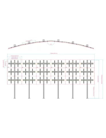 MULTIBRACKETS 4653 Floor mount for video wall Multibrackets Video Wall Floormount MBFMC6x3U - 18 screens 32-65  VESA Max 600x4 2