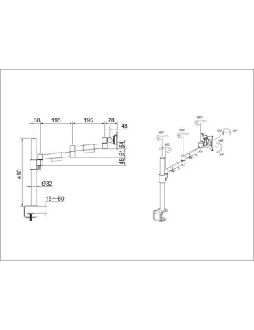 MULTIBRACKETS 5174 Support table rotatif Multibrackets Deskmount Officeline Single II White - écran 15" -30" Vesa Max 100x100 2