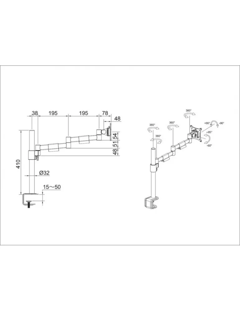 MULTIBRACKETS 5174 Soporte de mesa giratorio Multibrackets Soporte de mesa Officeline Single II Blanco - Pantalla 15  -30  Ves
