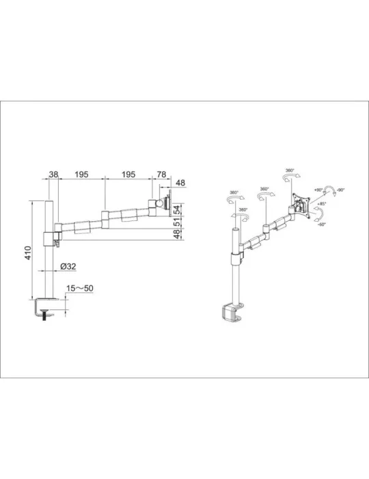 MULTIBRACKETS 5174 Multibrackets rotating table stand Deskmount Officeline Single II White - 15  -30  screen Vesa Max 100x100