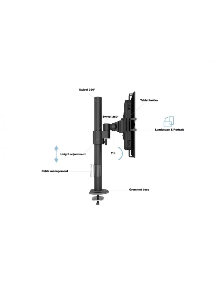 MULTIBRACKETS 2796 Support écran Multibrackets VESA Deskmount Single with Lockable Tablet Mount - écran 7"-13" Vesa Max 100x100