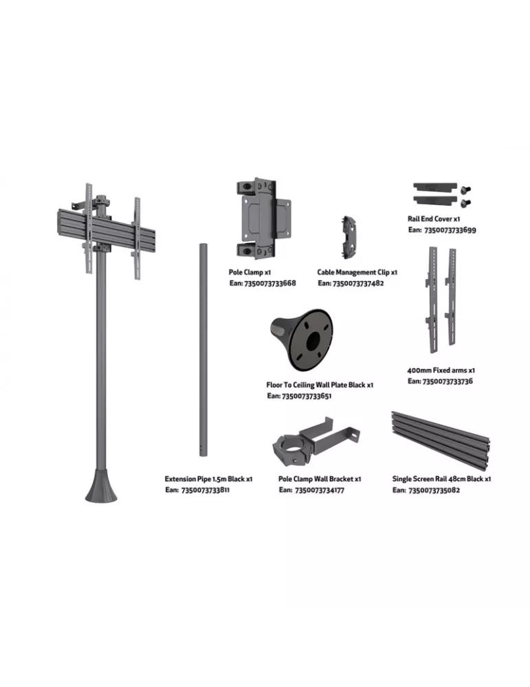 MULTIBRACKETS 4141 Support sol mur Multibrackets Floor to Wall Mount Pro MBFW1U - screen 40 -65  VESA Max 400x400 MULTIBRACKET