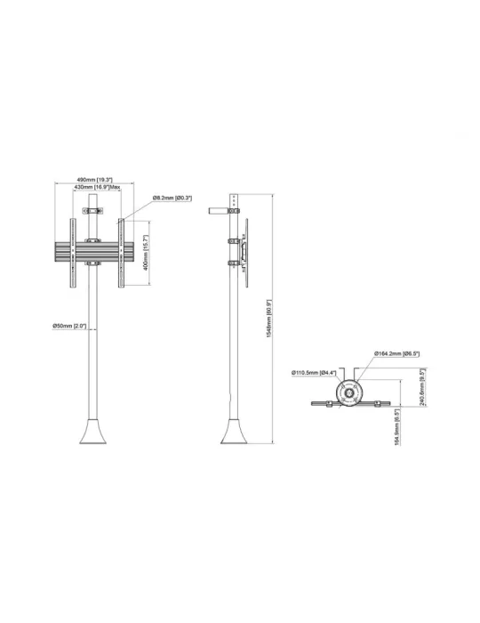 MULTIBRACKETS 4141 Boden-Wand-Halterung Multibrackets Floor to Wall Mount Pro MBFW1U - 40 -65 -Bildschirm VESA Max 400x400 MUL