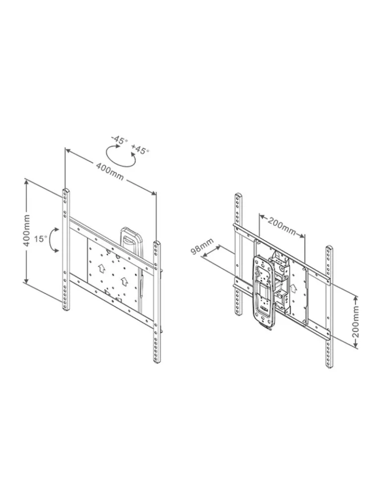MULTIBRACKETS 2241 Support mural inclinable et rotative Multibrackets Flexarm Tilt & Turn I - écran 32"- 50" VESA Max 400x400