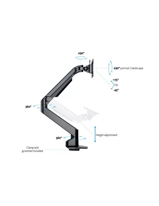 MULTIBRACKETS 2449 Articulated table support Multibrackets VESA Gas Lift Arm Single HD for 15  - 32  screens Load 21Kg Vesa Ma