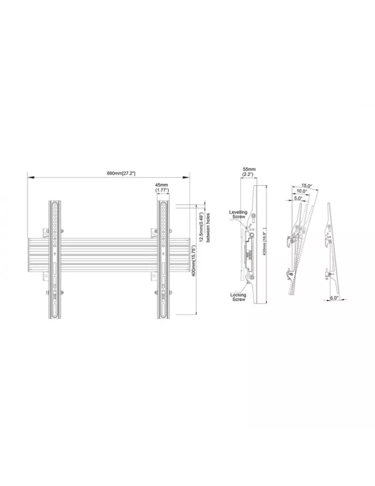 MULTIBRACKETS 4054 Support mural inclinable Multibrackets Wallmount Pro MBW1U Tilt Black - écran 40"-75" VESA Max 600x400