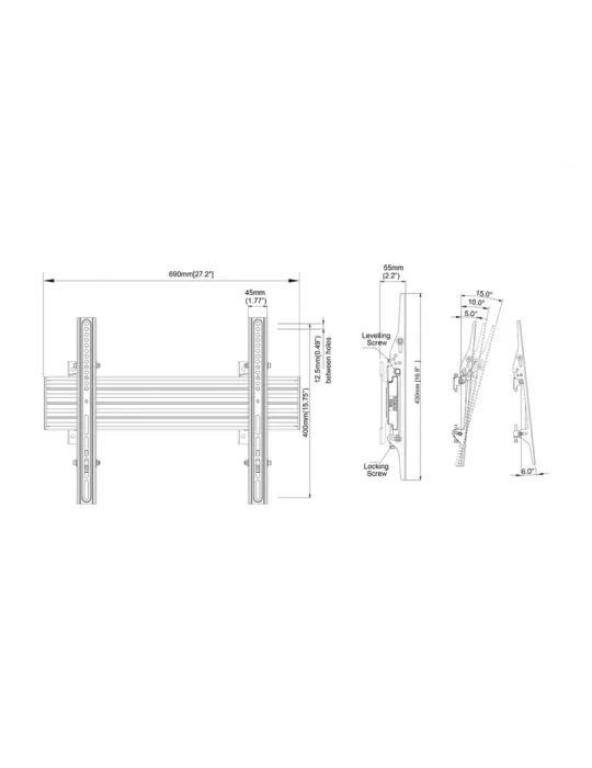 MULTIBRACKETS 4054 Soporte de pared Multibrackets Wallmount Pro MBW1U Inclinación Negro - Pantalla de 40 -75  VESA Máx. 600x40