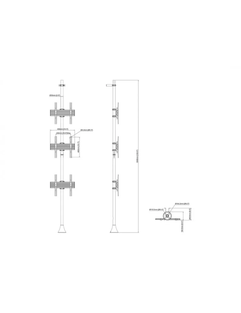 MULTIBRACKETS 4165 Boden-Wand-Halterung Multibrackets Floor to Wall Mount Pro MBFW3U - 3 Monitore 40 -65  VESA Max 400x400 MUL