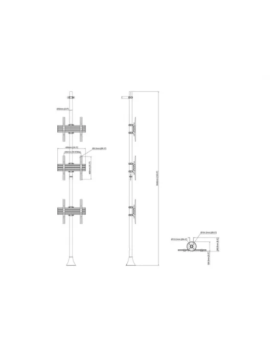 MULTIBRACKETS 4165 Boden-Wand-Halterung Multibrackets Floor to Wall Mount Pro MBFW3U - 3 Monitore 40 -65  VESA Max 400x400 MUL