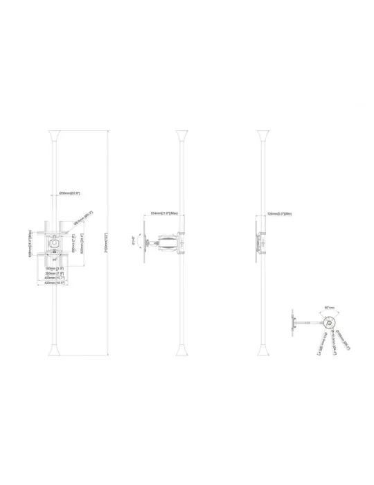 MULTIBRACKETS 2505 Soporte sol plafond Multibrackets Soporte de suelo a techo Pro MBFC1FP - pantalla 40 -65  VESA Max 400x600