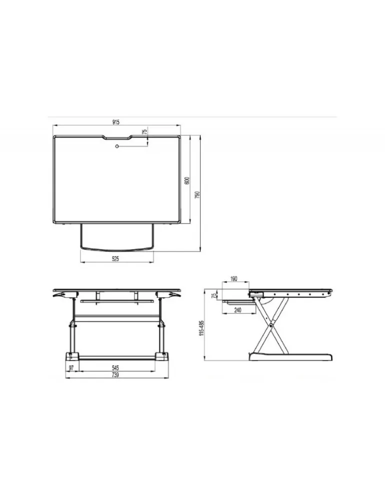 MULTIBRACKETS 4344 Support de bureau ajustable Multibrackets Deskstand Workstation II
