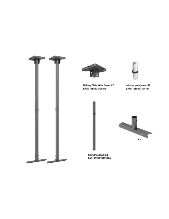 MULTIBRACKETS 1591 Support plafond Multibrackets 1500mm Pipe Connecting Plate Large Black - écran 75" - 98"