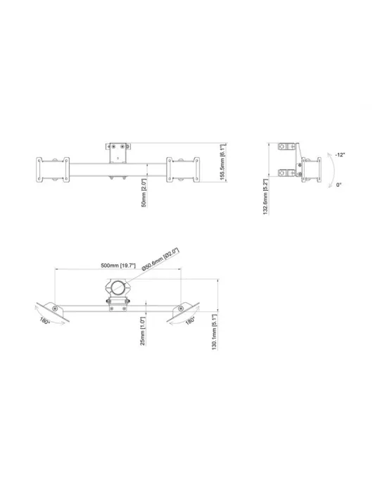 MULTIBRACKETS 2482 Support double en forme de V  Dual Bracket V Shape pour montage sur poteau d'ecrans 46''-65''