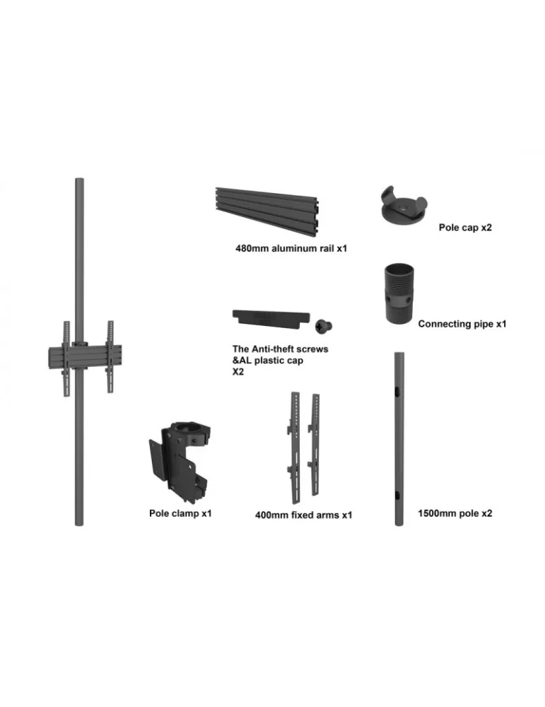 MULTIBRACKETS 7734 Support sol plafond Multibrackets Floor to Ceiling Mount Pro D-Series MBFC1UD - écran 32"-65" VESA Max 400x4