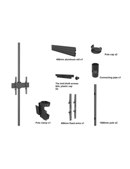 MULTIBRACKETS 7734 Soporte sol plafond Multibrackets Soporte de suelo a techo Pro D-Series MBFC1UD - pantalla 32 -65  VESA Max
