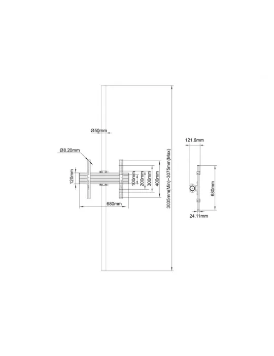 MULTIBRACKETS 7734 Soporte sol plafond Multibrackets Soporte de suelo a techo Pro D-Series MBFC1UD - pantalla 32 -65  VESA Max